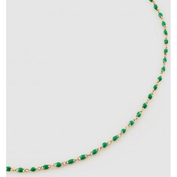 Collier AGATHA Laiton Doré Smarty Émail Vert 38-43 cm