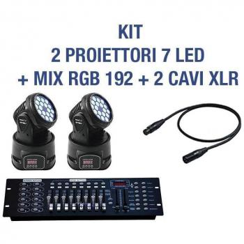 Kit Testa Mobile RGB 7 LED DMX con Mixer DMX RGB 192