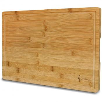 Großes Bambus Schneidebrett Shunan I 45x30cm I Antibakterielles Küchenbrett