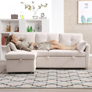 Modèle Convertible L avec Lit Gigogne et Rangement – Velours