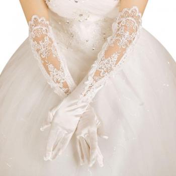 Gants élégants en satin pour cérémonie nuptiale