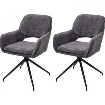 Sedie Girevoli Grigio Scuro 2× con Tessuto Ciniglia 490 g/m² – Set HHG 643