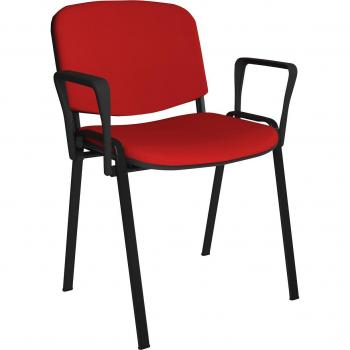 Taurus Red Stacking Meeting Chairs with Fixed Arms and Black Frame