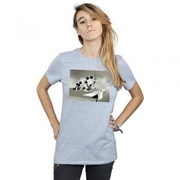 Disney Women's Mickey Mouse Pilot T-Shirt in Grey | Size: 3XL