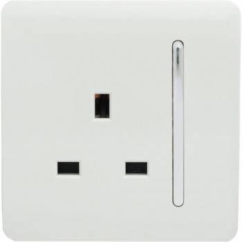 Trendi 1 Gang Artistic Modern Glossy Screwless 13 Amp Plug Socket Long White