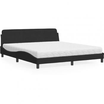 VidaXL Bett 180x200 cm mit Matratze Schwarz Samt