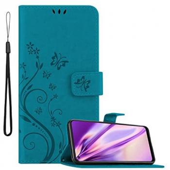 Protection floral bleu pour Oppo A94 5G avec poche portefeuille