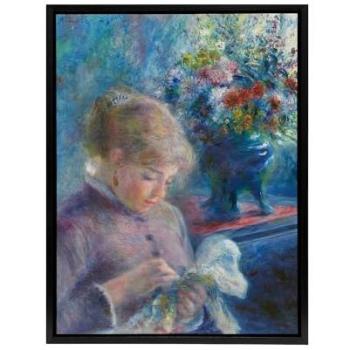 Elegant Seamstress in Blue – Canvas Masterpiece