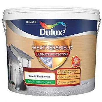 Dulux Weathershield Ultimate Protect Smooth Masonry Paint Pure Brilliant White 10L