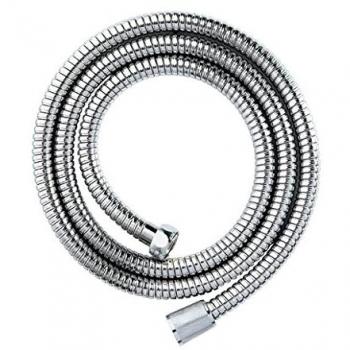 Silver‑Finish Double Spiral Stainless Steel Shower Hose – 1.5 m, 8 mm