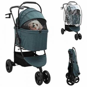 Poussette Pliable pour Chiens et Chats Vert 78 x 54 x 101 cm