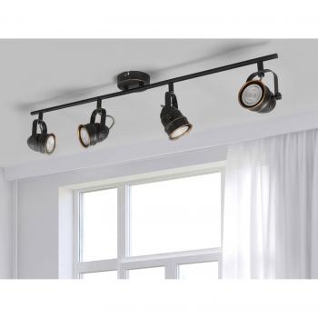 Lindby Plafoniera Leonor a 4 luci, nero-oro