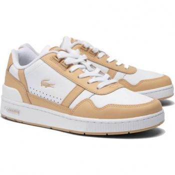 Baskets Lacoste T-Clip Leather Blanc Orange Femme 39