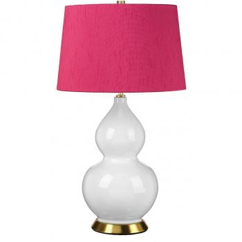 Elstead Lighting Isla Table Lamp, Aged Brass, White, Pink