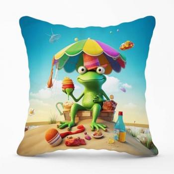 Frog On A Beach Holiday Decorative Cushion