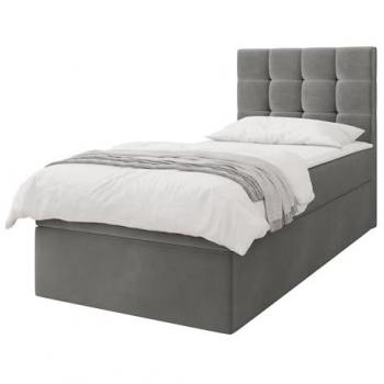 Cama con somier individual gris 90x200