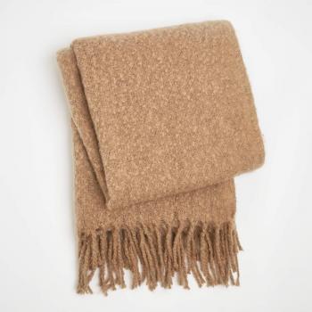 Highams Teased Wool Soft Knit Tassel Fleece Blanket Throw