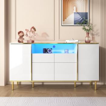 Aparador Moderno LED 4 Puertas 2 Cajones