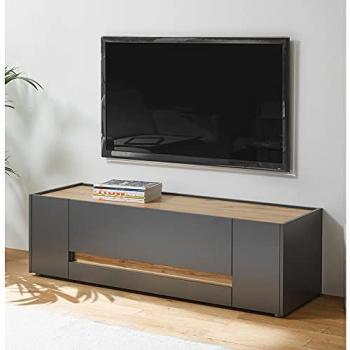 TV Lowboard CRISP-61, anthrazit und Wotan Eiche, 140/40/45 cm