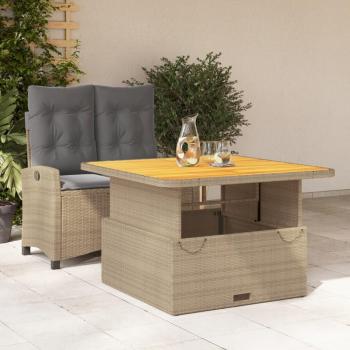 Ensemble de salle à manger de jardin 2 pcs beige en poly rotin