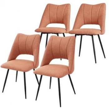 Gruppo di 4 Sedie Colorate Arancione, Gambe Metalliche Nere,