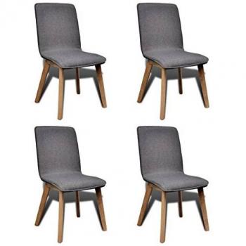 Sillas de Comedor Modernas de Madera de Roble y Tela Gris