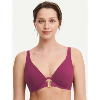 Chantelle bikini top con aros y efecto realce en rojo oscuro 85D