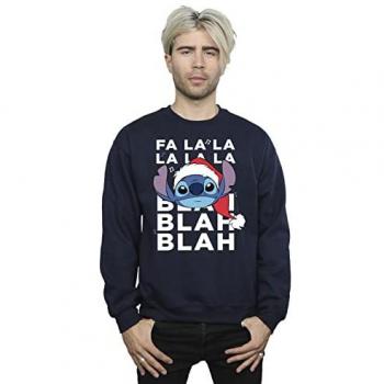 Sudadera Azul Marino Disney Lilo y Stitch Blah Blah Blah para Hombre