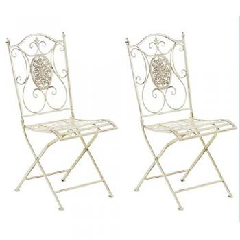 Ensemble de 2 Chaises de Jardin Sibell – Résistante, Couleur Crème Antique