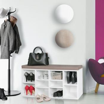Schuhschrank mit Sitzbank & Sitzkissen abnehmbar, Flur Schuhregal mit Bank