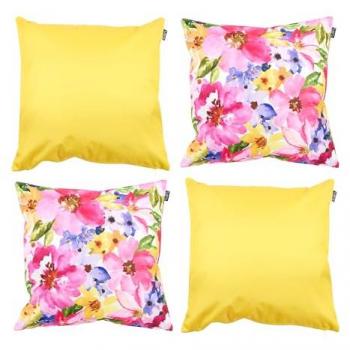 Sunny Floral Square Cushions, Indoor/Outdoor, 4-Piece Set
