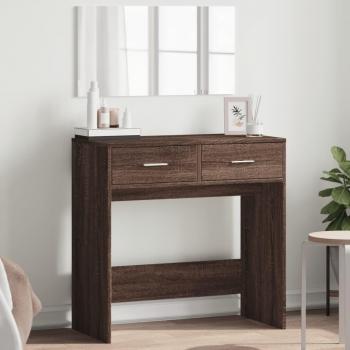 Brown Oak Dressing Table with Mirror 80x39x80 cm by vidaXL