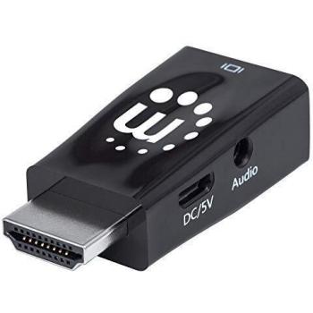 Ic Intracom MANHATTAN HDMI auf VGA-Mikrokonverter (Micro USB, VGA, Audio, 4 cm), Data + Video Adapter, Schwarz