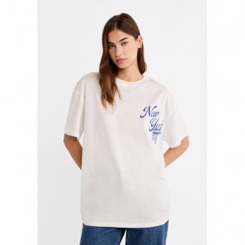 Stradivarius Oversize Electric Blue Graphic Top – L