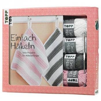 Kreativ-Set Einfach Häkeln: Buch mit Häkelgrundlagen und einfachen Anleitungen und Material für 2 Topflappen: 105g Garn in 3 Farben und Häkelnadel (Buch plus Material)