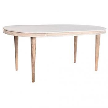 DKD Luxury Dining Table – White Finish, Golden Brass Trim, Mango Wood, 180x90x76 cm