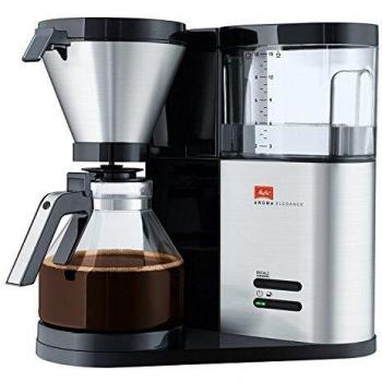 Melitta Aroma Elegance 1012‑01 Premium Filter Coffee Machine, Glass Jug, Black/Brushed Steel
