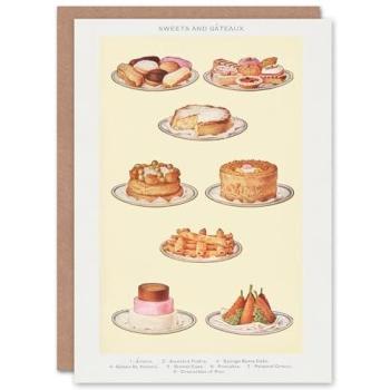 Mrs Beeton’s Household Management Art Card: Sweets & Gateaux in Yellow