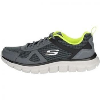 Sneaker SKECHERS Track Gr. 40, grau (grau schwarz) Herren Schuhe mit seitlichem Logo, Freizeitschuh, Halbschuh, Schnürschuh