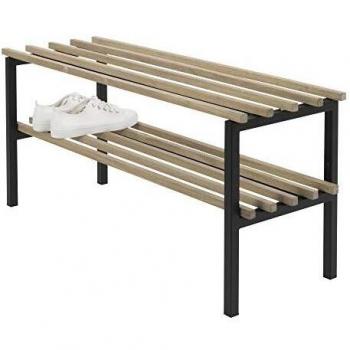 SPINDER DESIGN Rizzoli Ekhallbänk med Svart Stål, 2 hyllplan (100 × 45 cm)