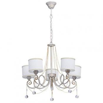Suspension Chic avec Abat-jour en Tissu Blanc