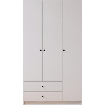 Ecu 3 Door 2 Drawer White Wardrobe