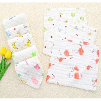 Baberos de algodón para alimentación infantil, 6 capas, 25x25cm, 5 uds
