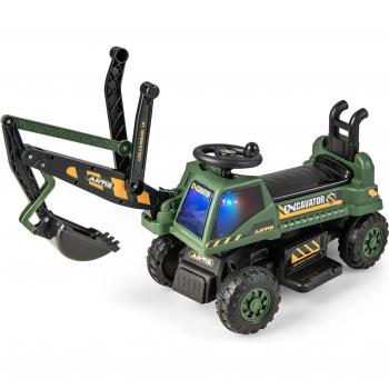 Mini Ruspa a Pedale con Sedia e Spazio per Oggetti – Verde