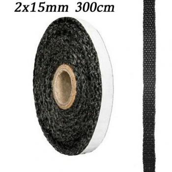Fiberglass Fireplace Door Sealing Cord 10/15mm x 2m Black Flat Stove Rope Self Adhesive