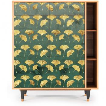 Buffet Design Storyz 2 Tiroirs 2 Portes Vert et Jaune