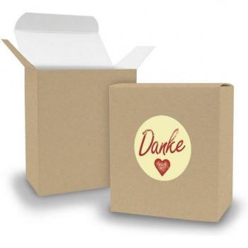 SET DANKE (Motiv1) 24xBraune Faltschachteln + Sticker