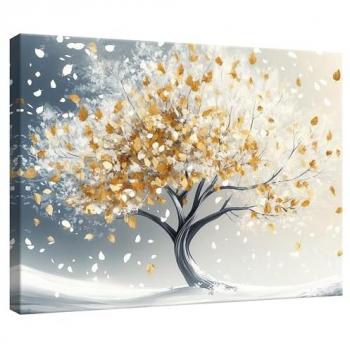 Toile Art Abstrait Fleurs & Arbre – Décoration Murale 100x75 cm XXL