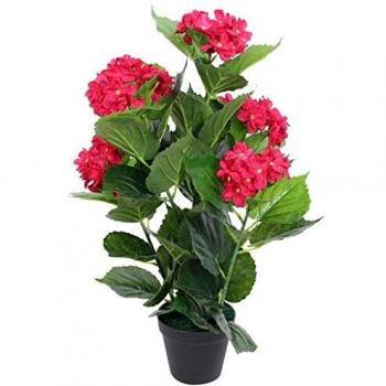 Red Artificial Hydrangea Plant with Pot 60 cm