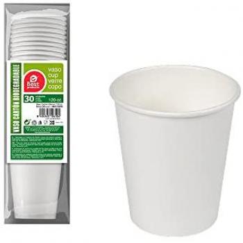 Pack de 30 Vasos de Cartón Blanco 120cc Eco-Friendly Best Products Green